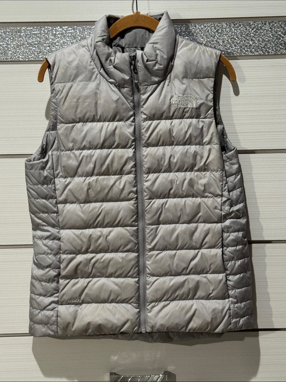 The North Face Silver Quilted Packable Down Vest